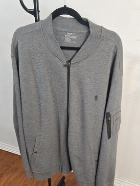 Polo by Ralph Lauren Gray Full-Zip Bomber Jacket BIG AND TALL 2XLT